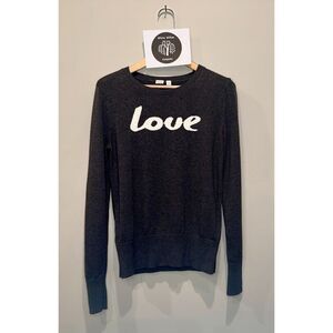 NWT GAP Women's “Love” Crewneck Sweater - Dark Gray & White Size Medium